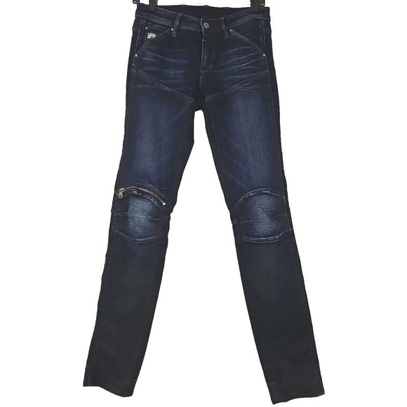 G-Star Raw 5620 Biker Jean Woman 29/32 Blue Mid Rise Skinny Cotton Stretch Denim - Picture 1 of 12